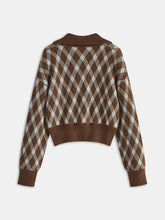 Argyle Patterned Collared Knit Sweater